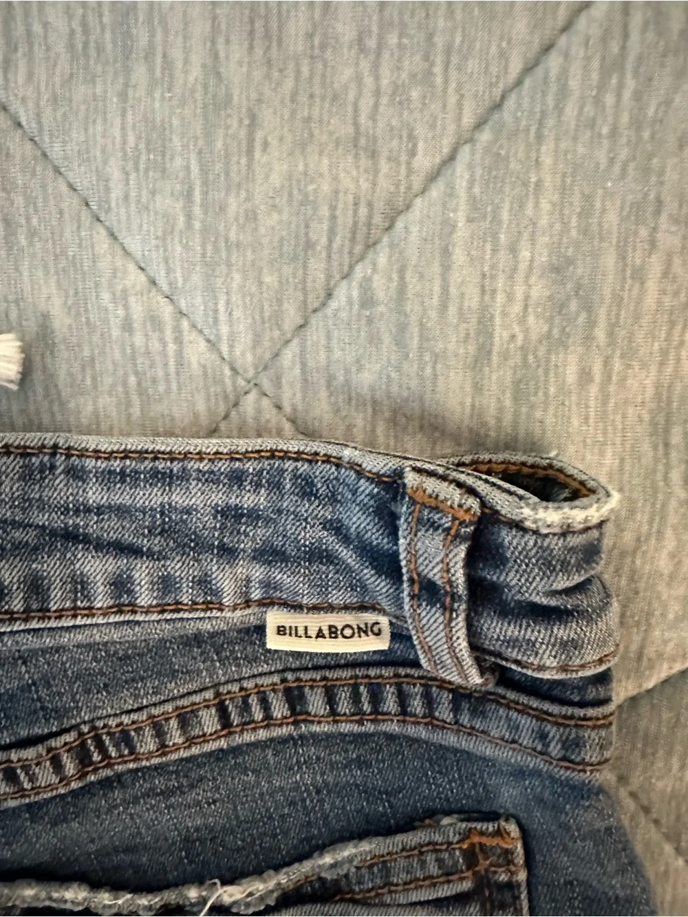 Billabong Lace-Up Frayed Hem Indigo Denim Shorts